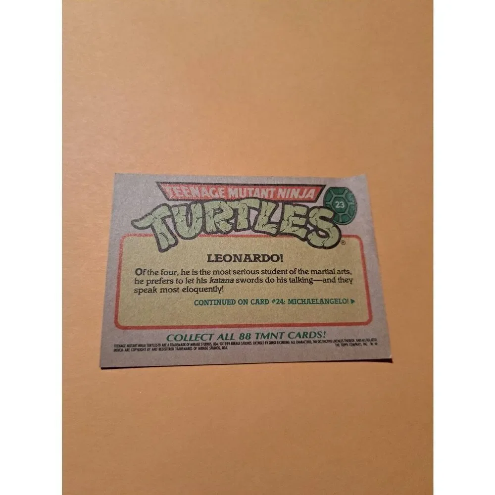 1989 Topps TMNT Leonardo Trading Card 23 Teenage Mutant Ninja Turtles